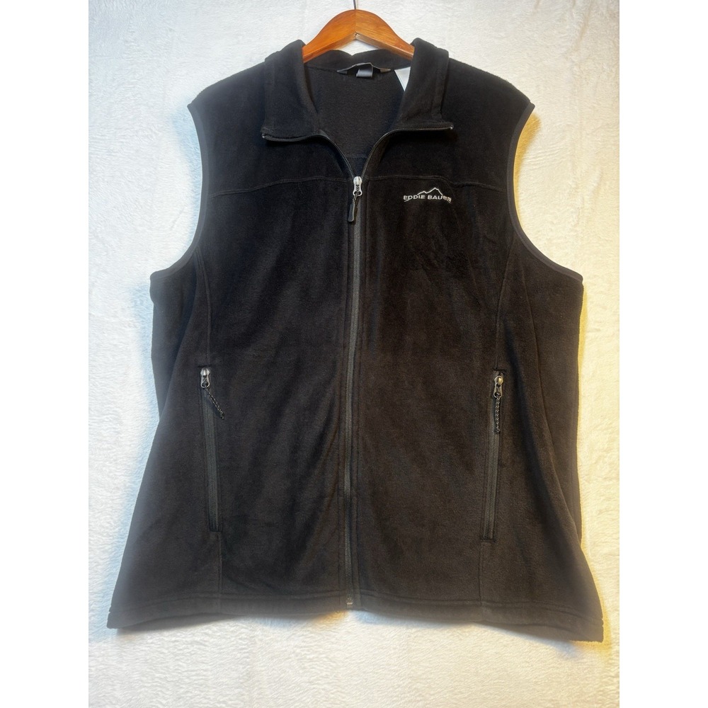 Eddie Bauer Fleece‎ Vest Mens XL Black Hiking Camping Outdoor Fishing